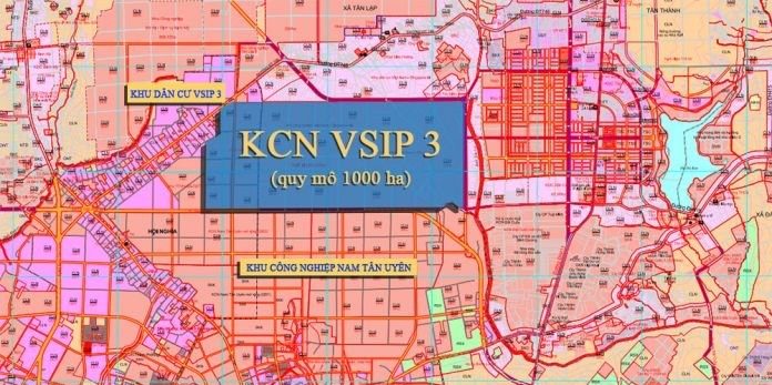 Vị trí xây dựng khu công nghiệp Vsip 3 ở phường Hội Nghĩa, Tân Uyên