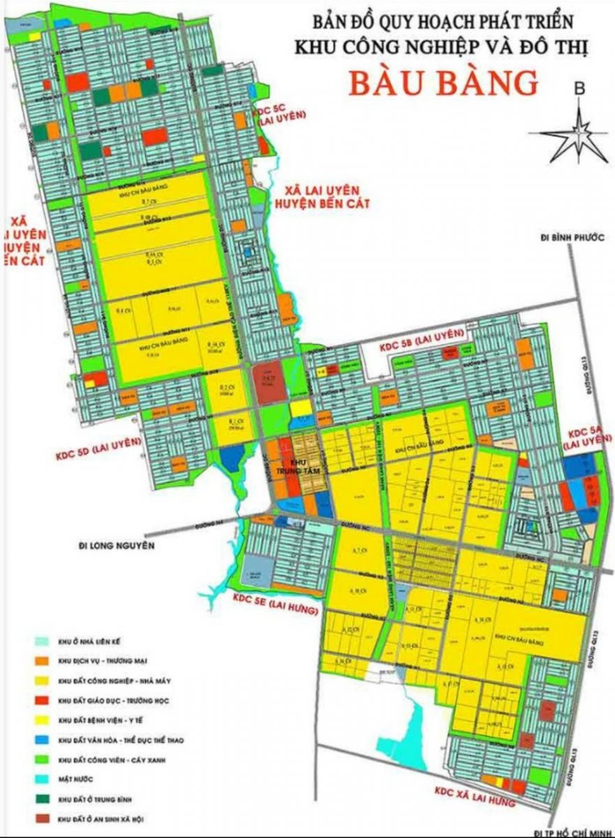 Bản đồ quy hoạch phát triển Khu Công Nghiệp và Đô Thị Bàu Bàng