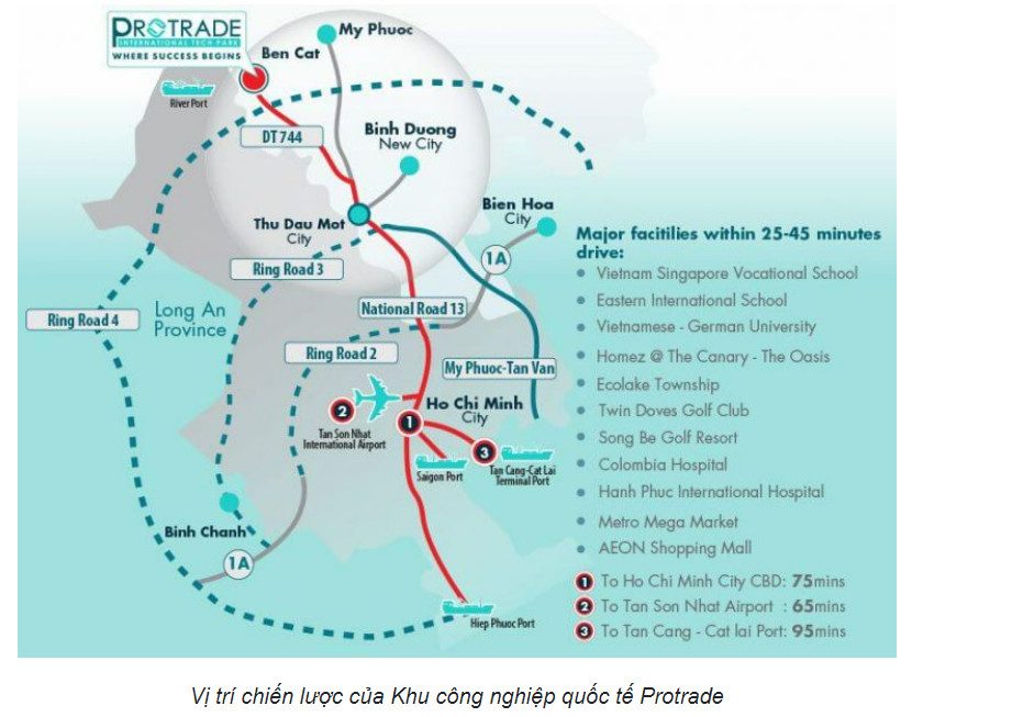 Vị trí chiến lược - Khu Công Nghiệp Quốc Tế Protrade hứa hẹn là điểm đến lý tưởng cho các doanh nghiệp đa ngành.